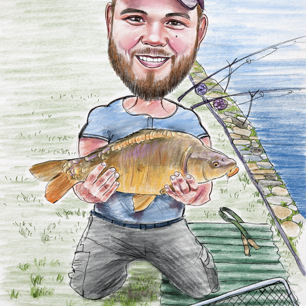 Angler Karikatur Fischer Geschenk Karikatur Angler-Kumpel Geschenk