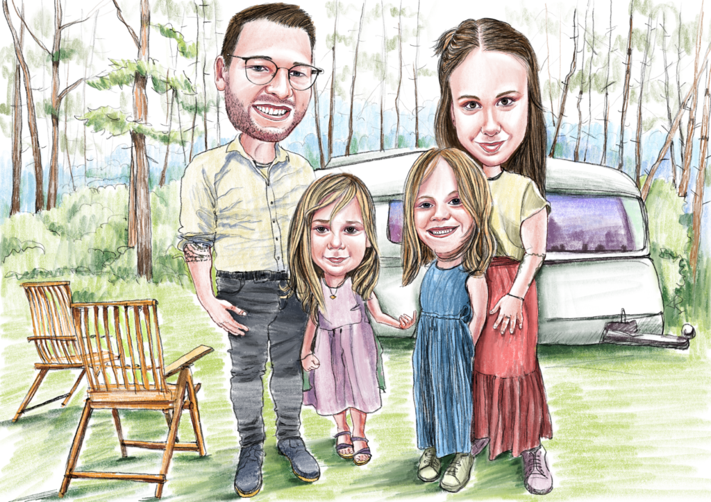 Karikatur erstellen lassen in Berlin Familienkarikatur Familienzeichnung