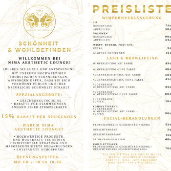 Preisliste Design Preisliste Kosmetikstudio