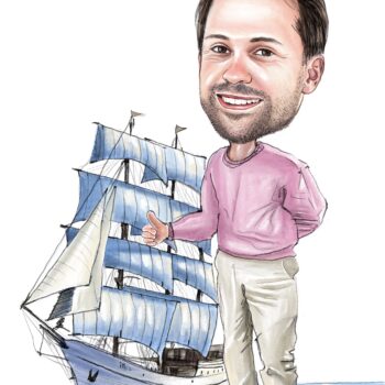1 Person - Farbige Portraitkarikatur (Bleistift)