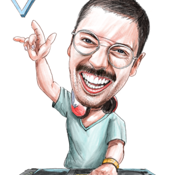 1 Person - Portrait Karikatur mit Oberkörper (Bleistift)