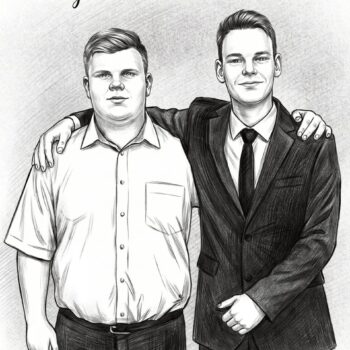 Bleistiftporträt zwei Männer handgezeichnetes Porträt Männer Portraitzeichnung Erinnerung